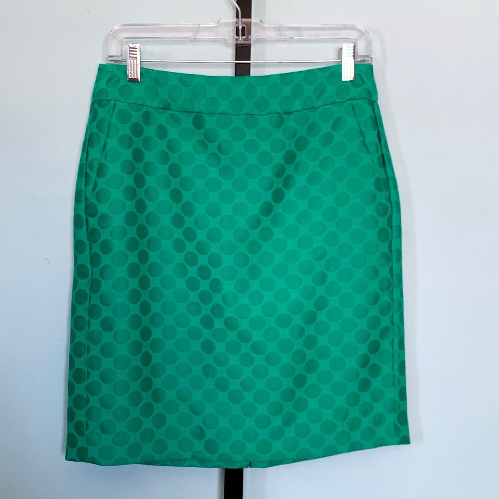 Banana Republic Factory Green Polka Dot Pencil Skirt Size 4 - Picture 6 of 10